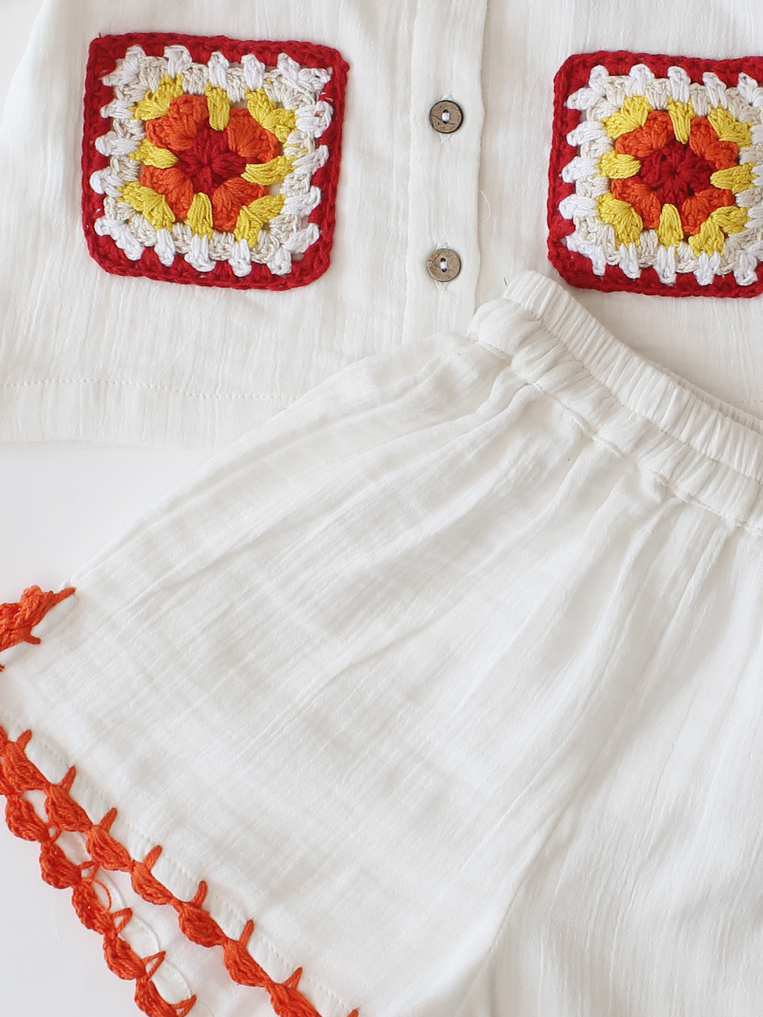 Woonie Pocket Detailed Shirt & Coordinating Shorts Set - White