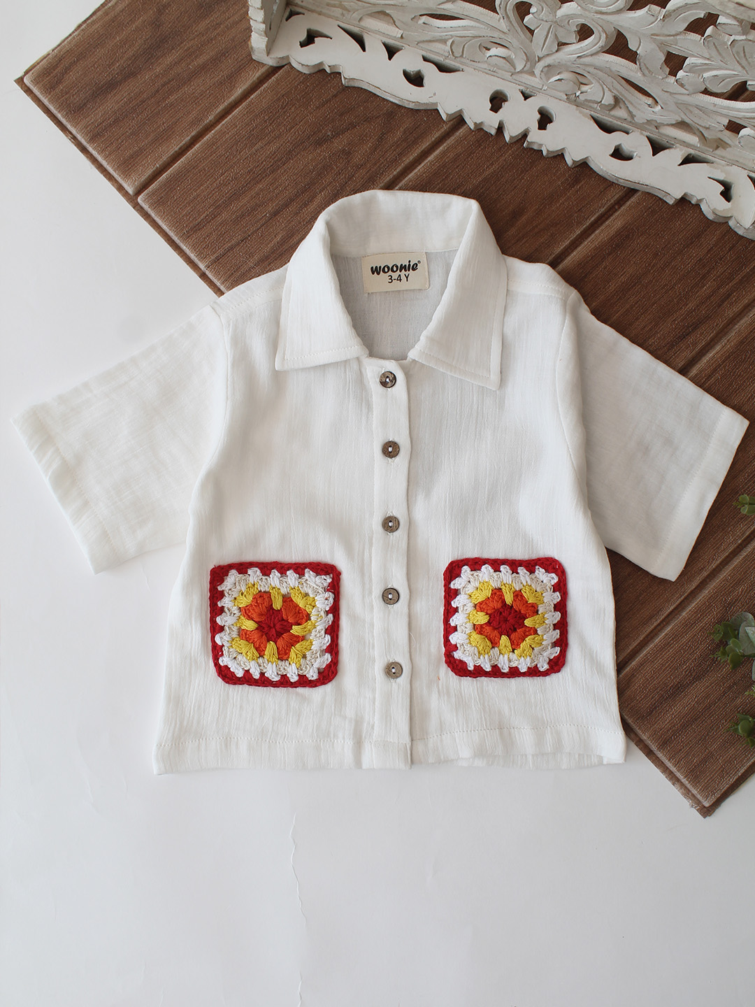 Woonie Pocket Detailed Shirt & Coordinating Shorts Set - White