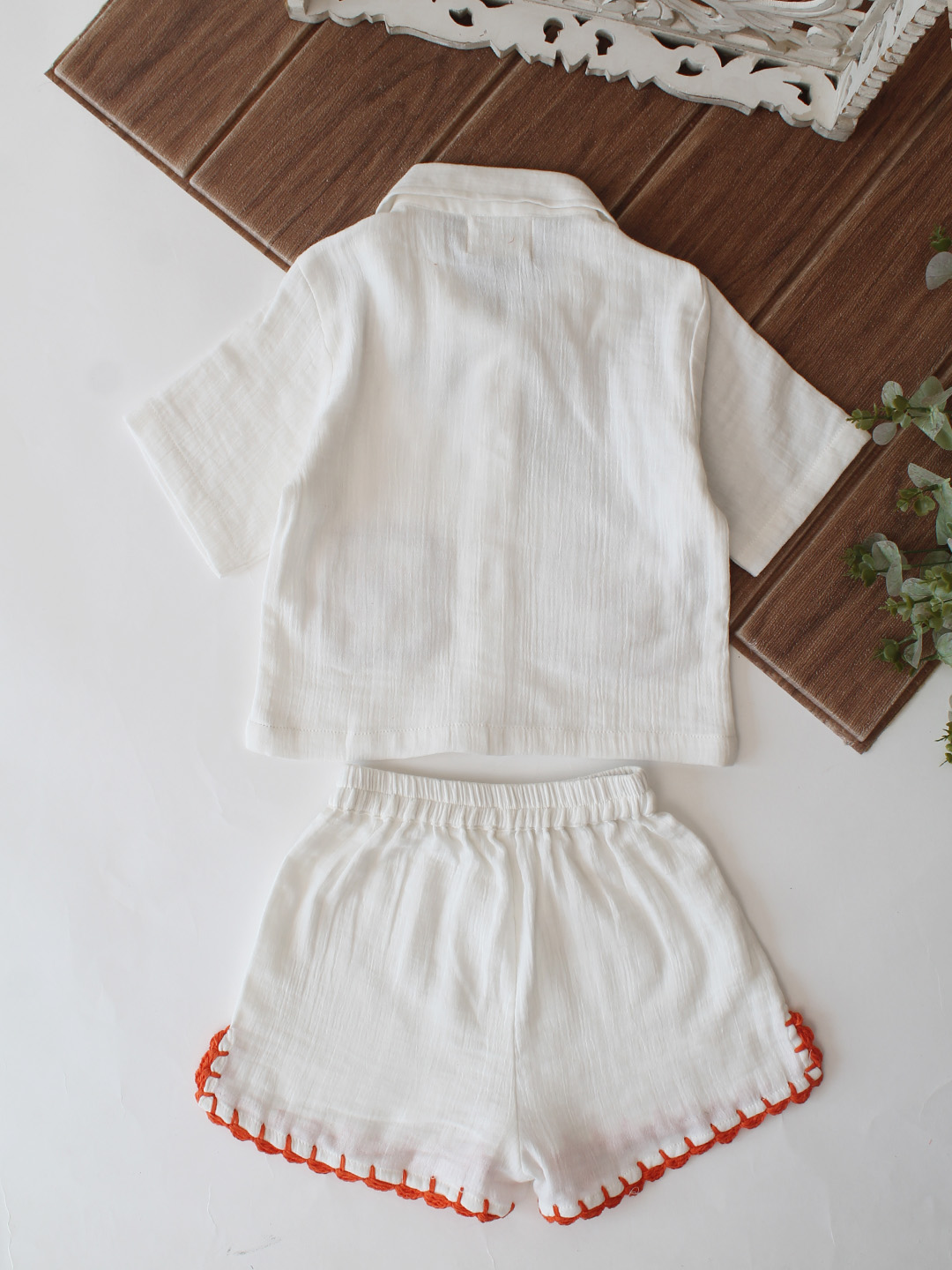 Woonie Pocket Detailed Shirt & Coordinating Shorts Set - White