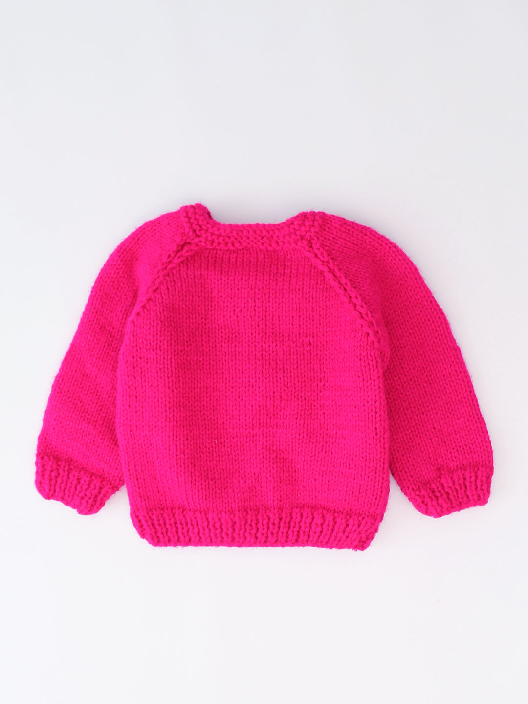 Hand Embroidered Front Open Knitted Sweater - Magenta