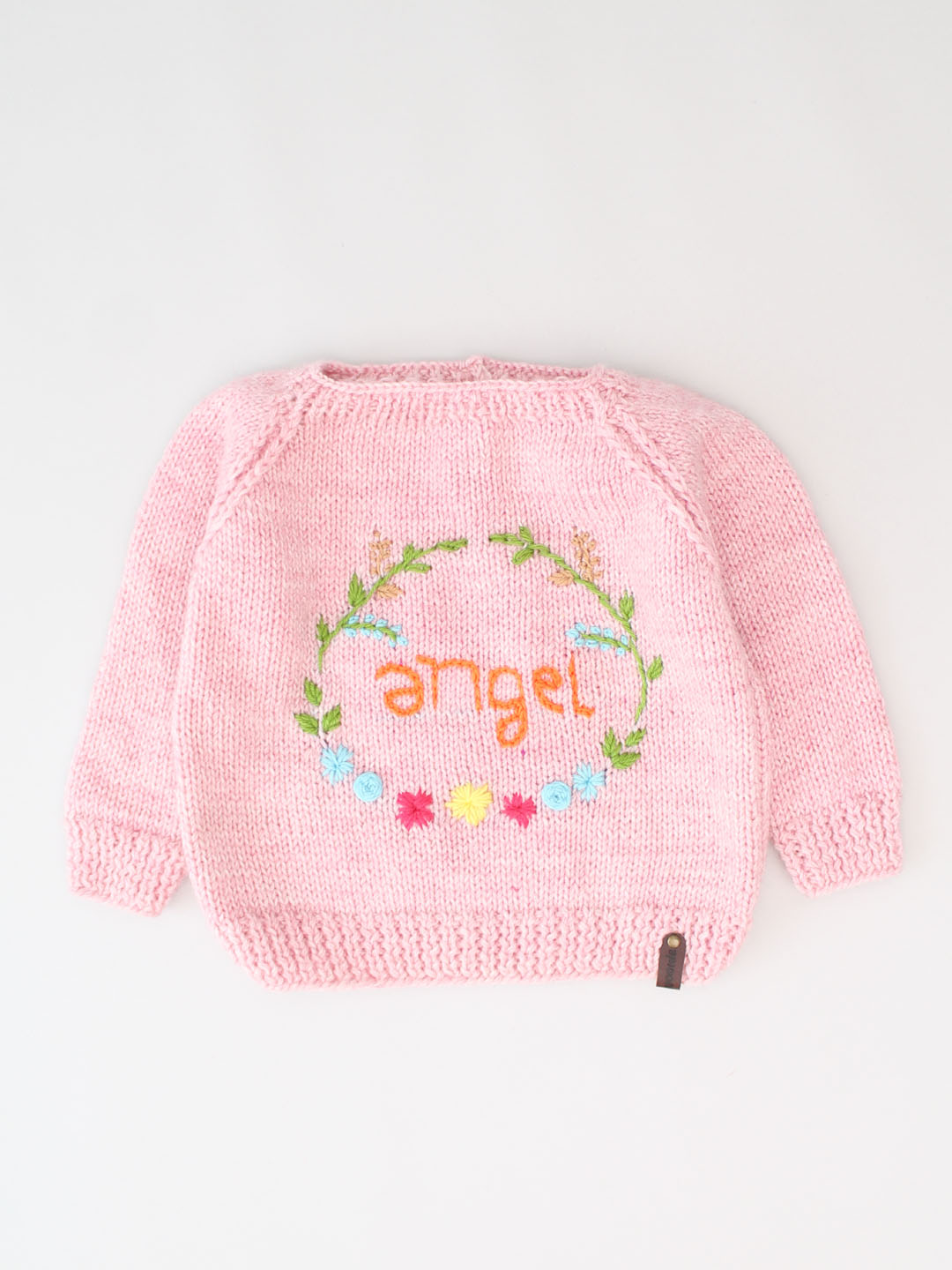 Hand Embroidered Personalised Knitted Sweater - Pink