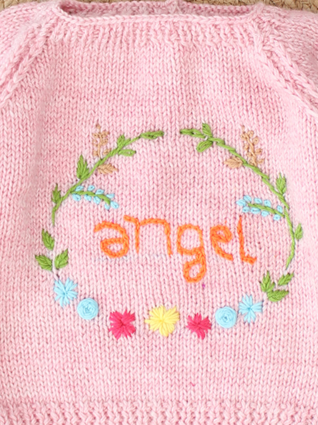 Hand Embroidered Personalised Knitted Sweater - Pink