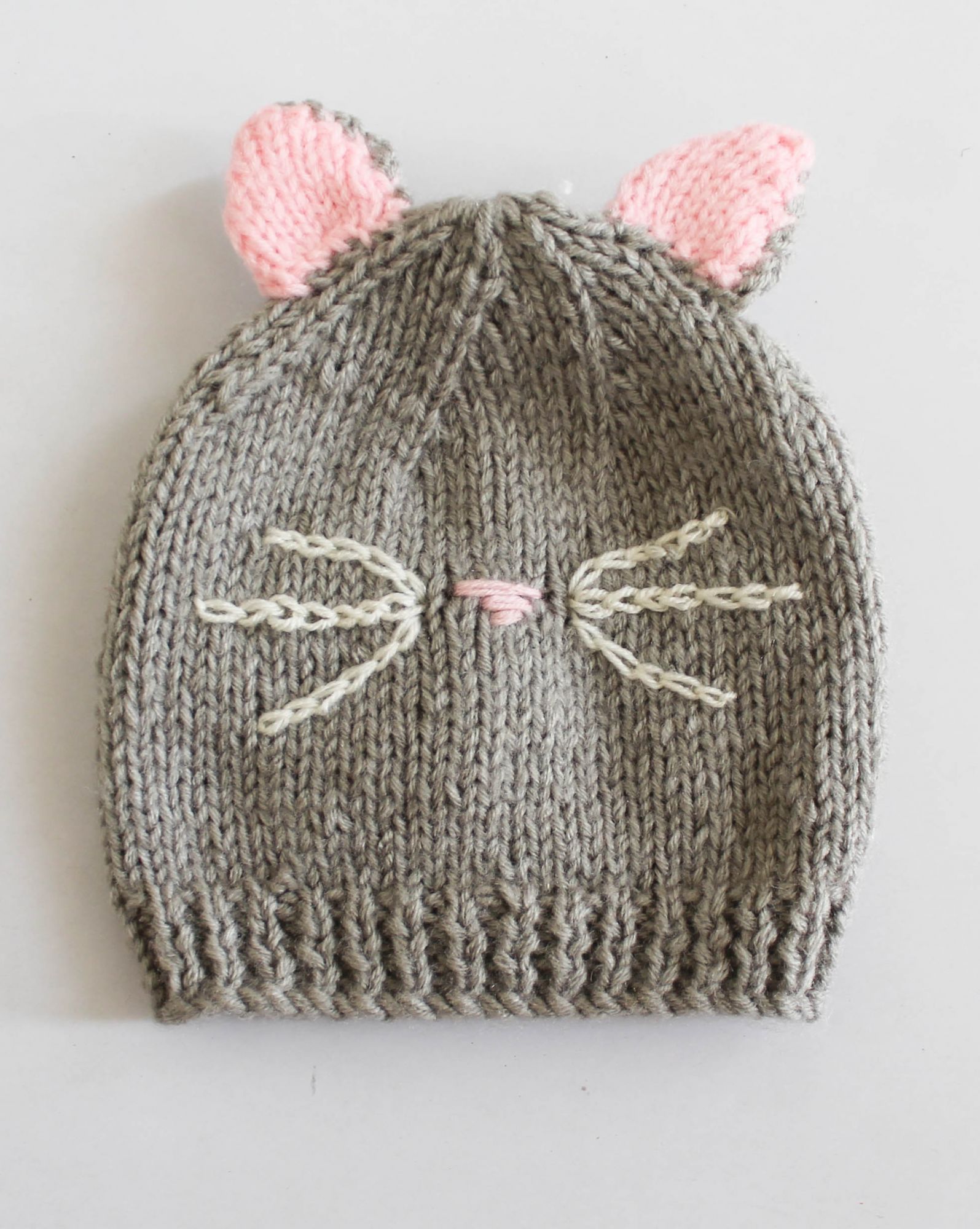 Hand Knitted Cat Cap for Kids - Grey Woonie