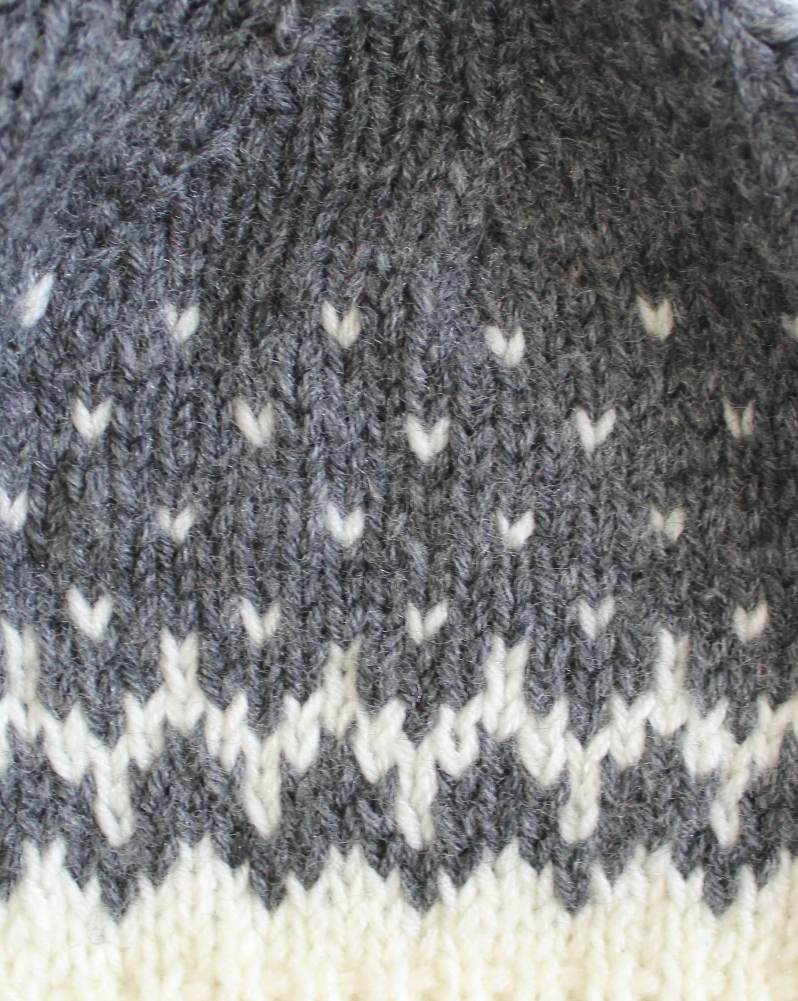 Hand Knitted Fair Isle Pattern Cap for Kids - Grey Woonie