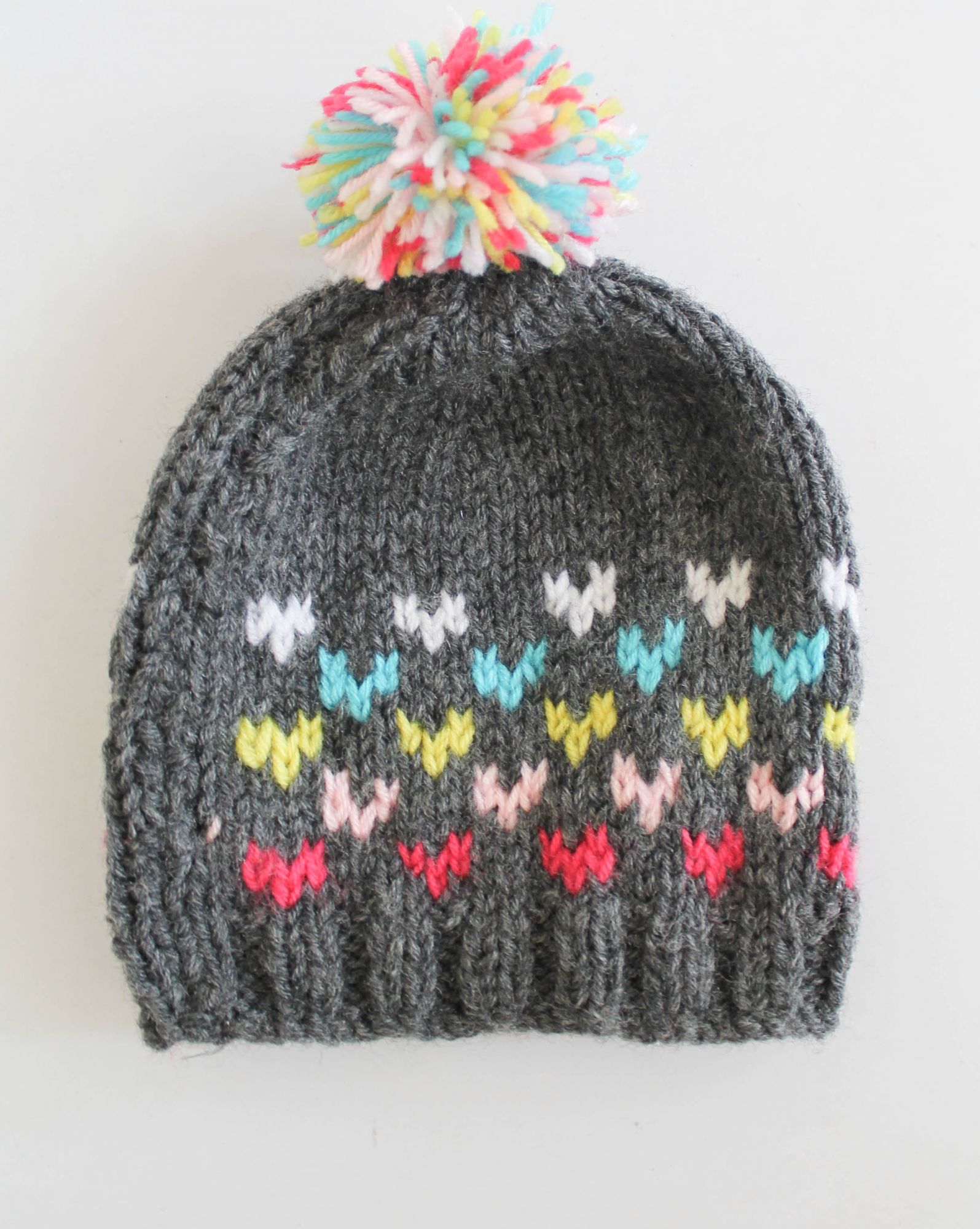 Hand Knitted Fair Isle Pattern Cap for Kids - Multicolour Woonie