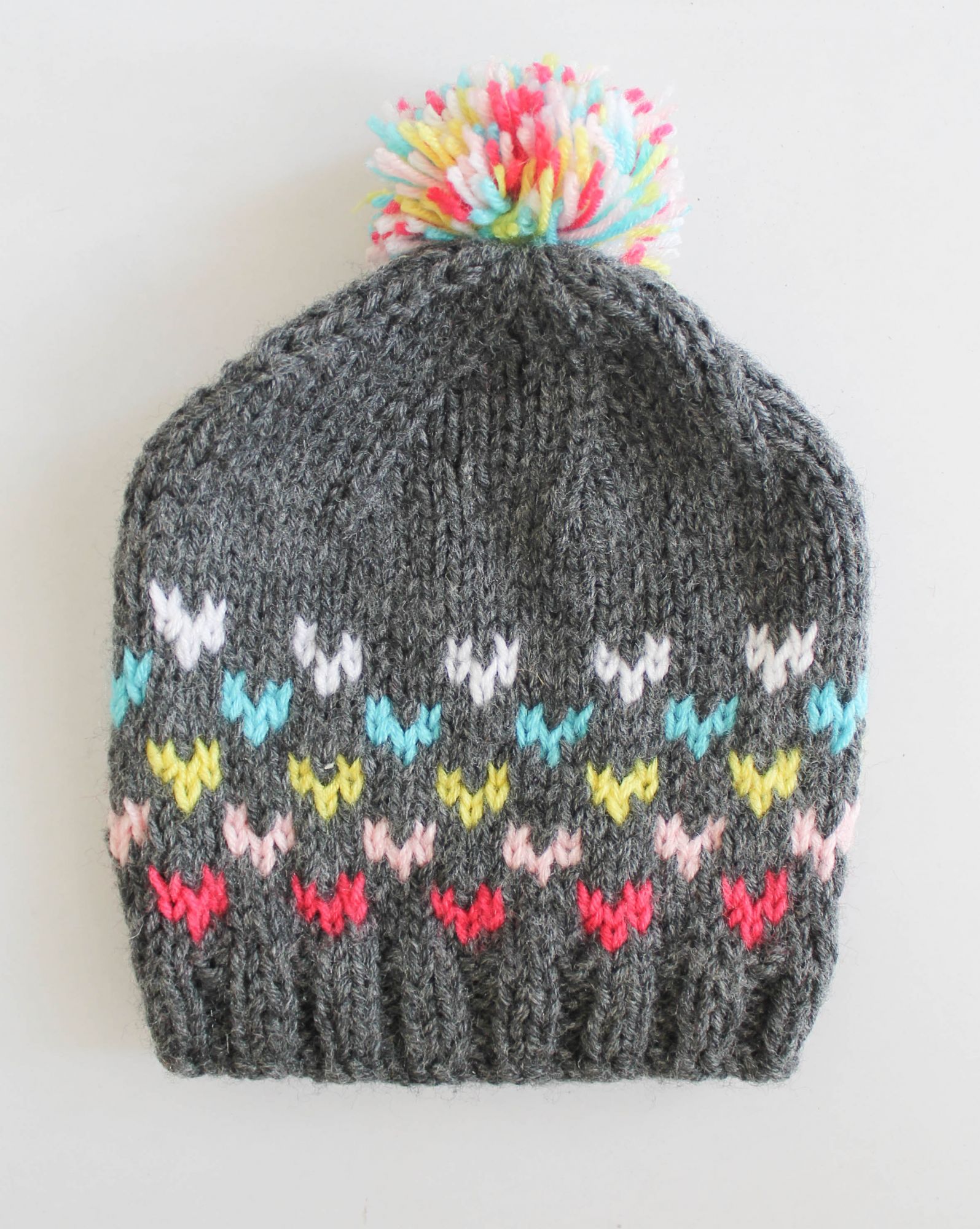Hand Knitted Fair Isle Pattern Cap for Kids - Multicolour Woonie