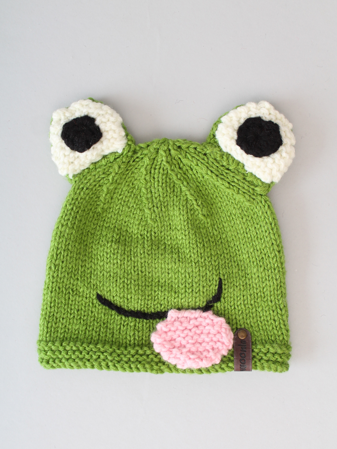 Hand Knitted Frog Beanie for Infants - Green