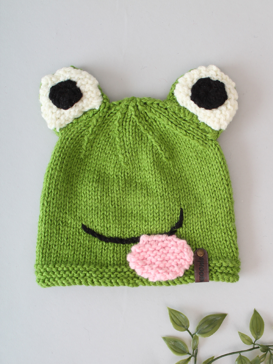 Hand Knitted Frog Beanie for Infants - Green
