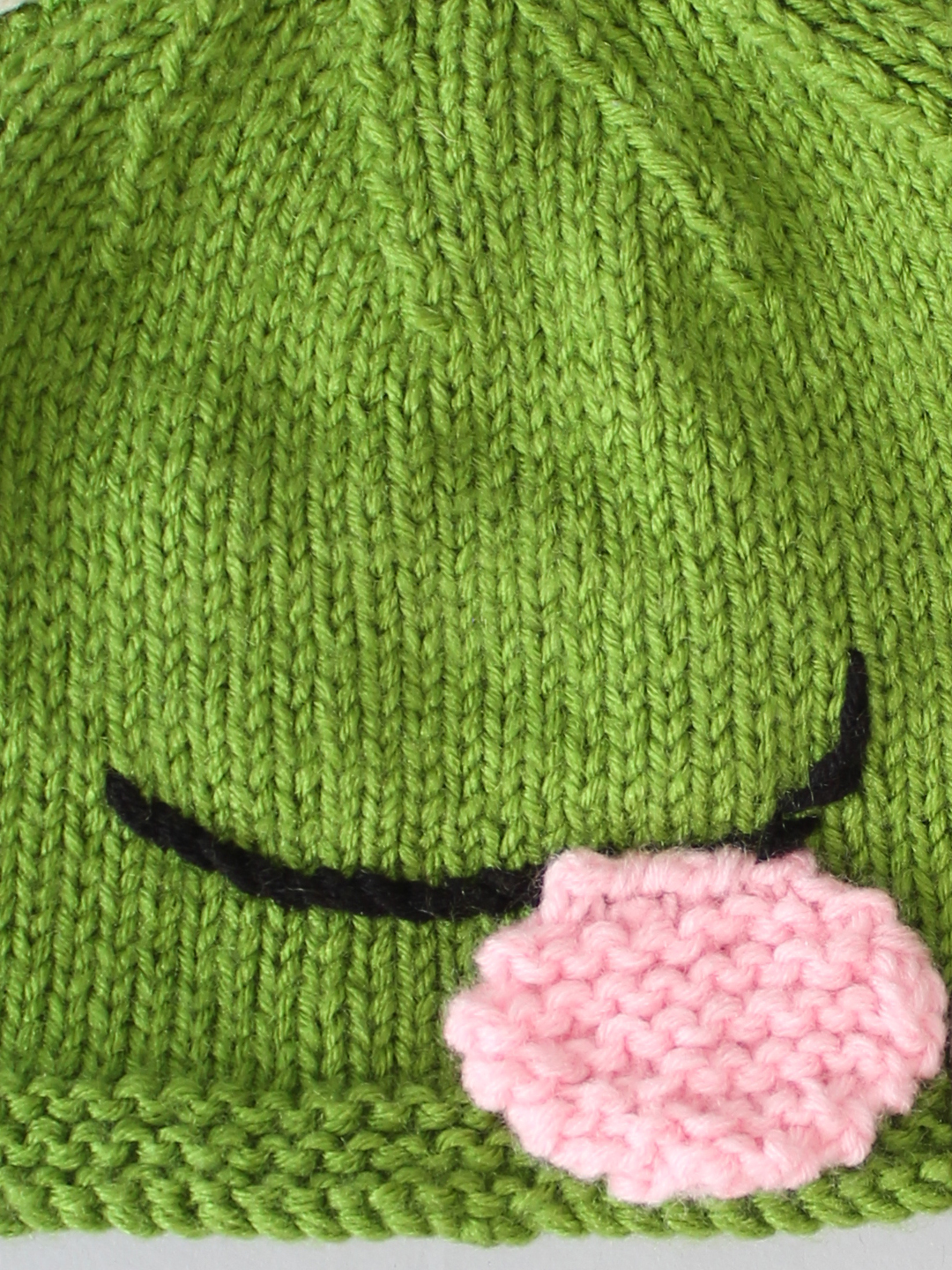 Hand Knitted Frog Beanie for Infants - Green