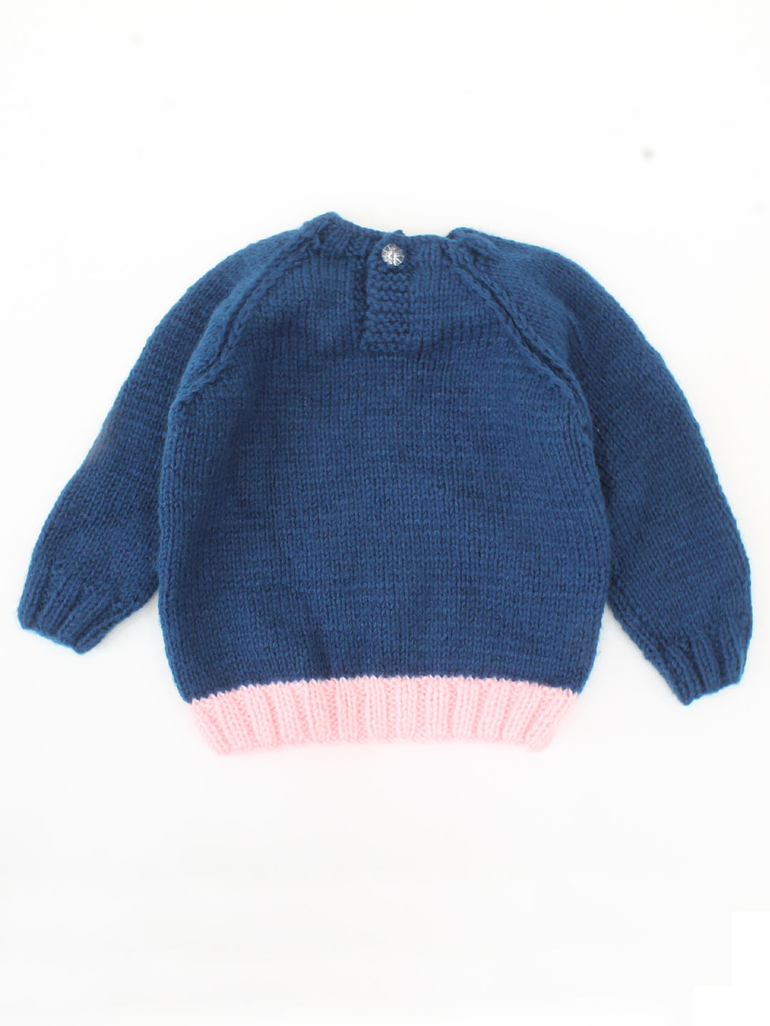 Hand Knitted Geometrical Pattern Sweater For Infants-Navy Blue