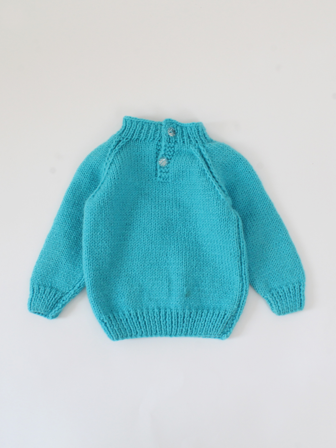 Hand Knitted Star Applique Pullover For Kids - Blue