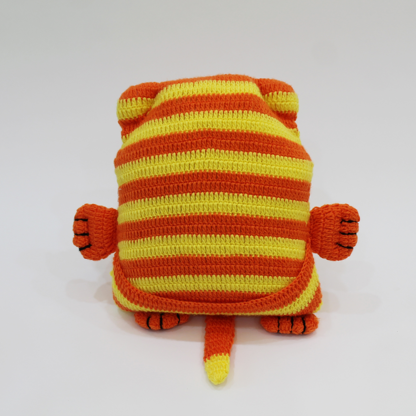 Handcrocheted Cat Shaped Cuddle Cushion with Cover - Orange