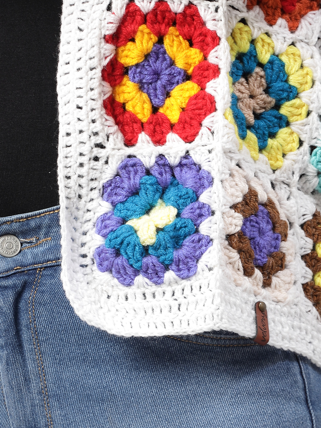 Handknit Granny Square Cardigan - Multi