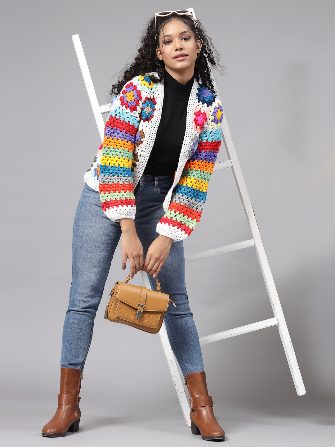 Handknit Granny Square Cardigan - Multi