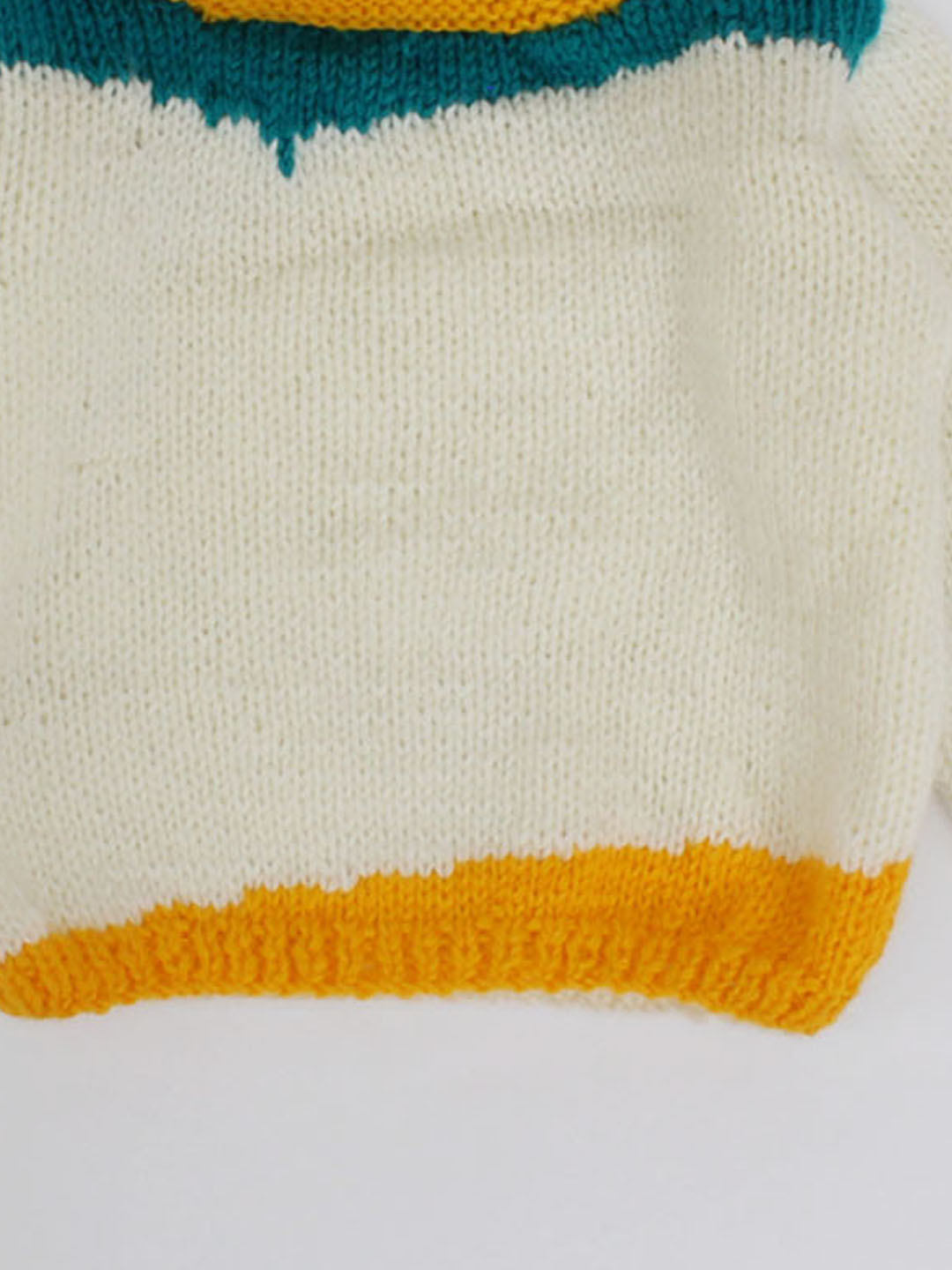Handknitted Abstract Design Full Sleeves Sweater - Cream