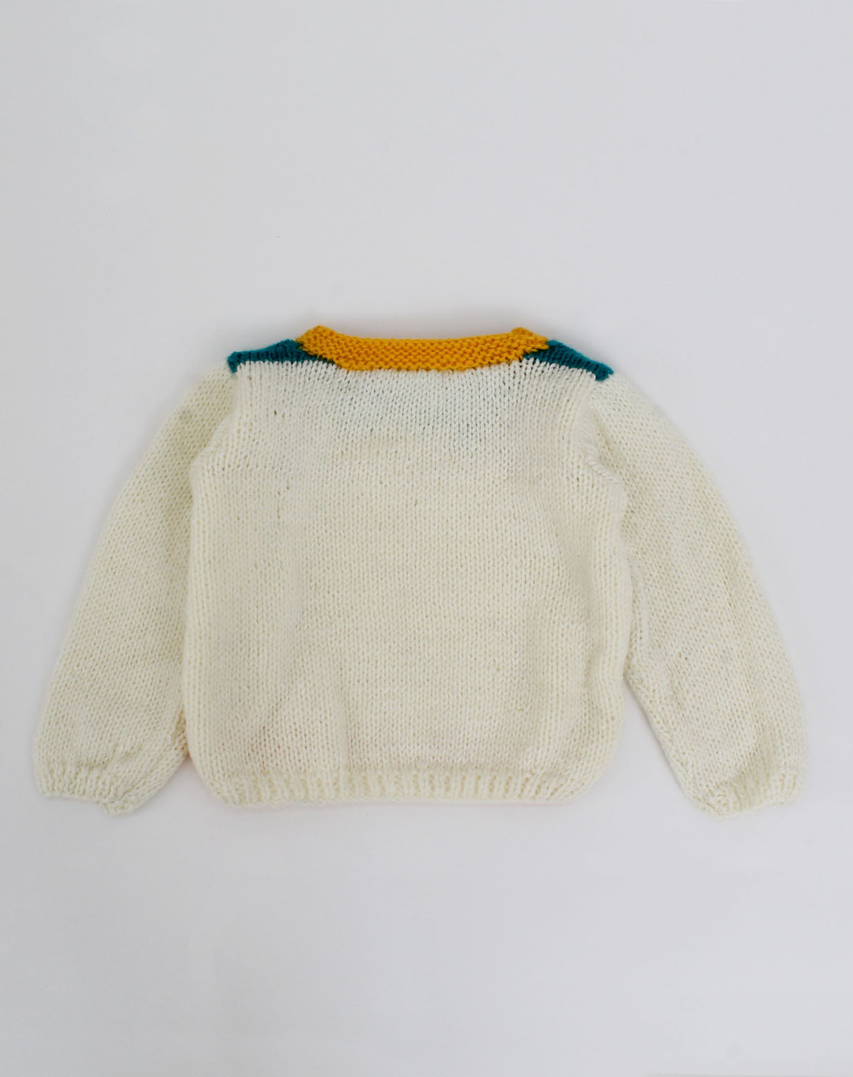Handknitted Abstract Design Full Sleeves Sweater - Cream