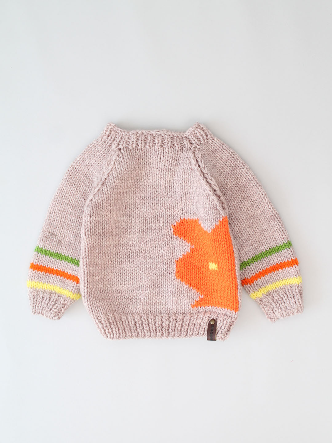 Handknitted Abstract Pattern Intarsia Stitch Sweater - Beige