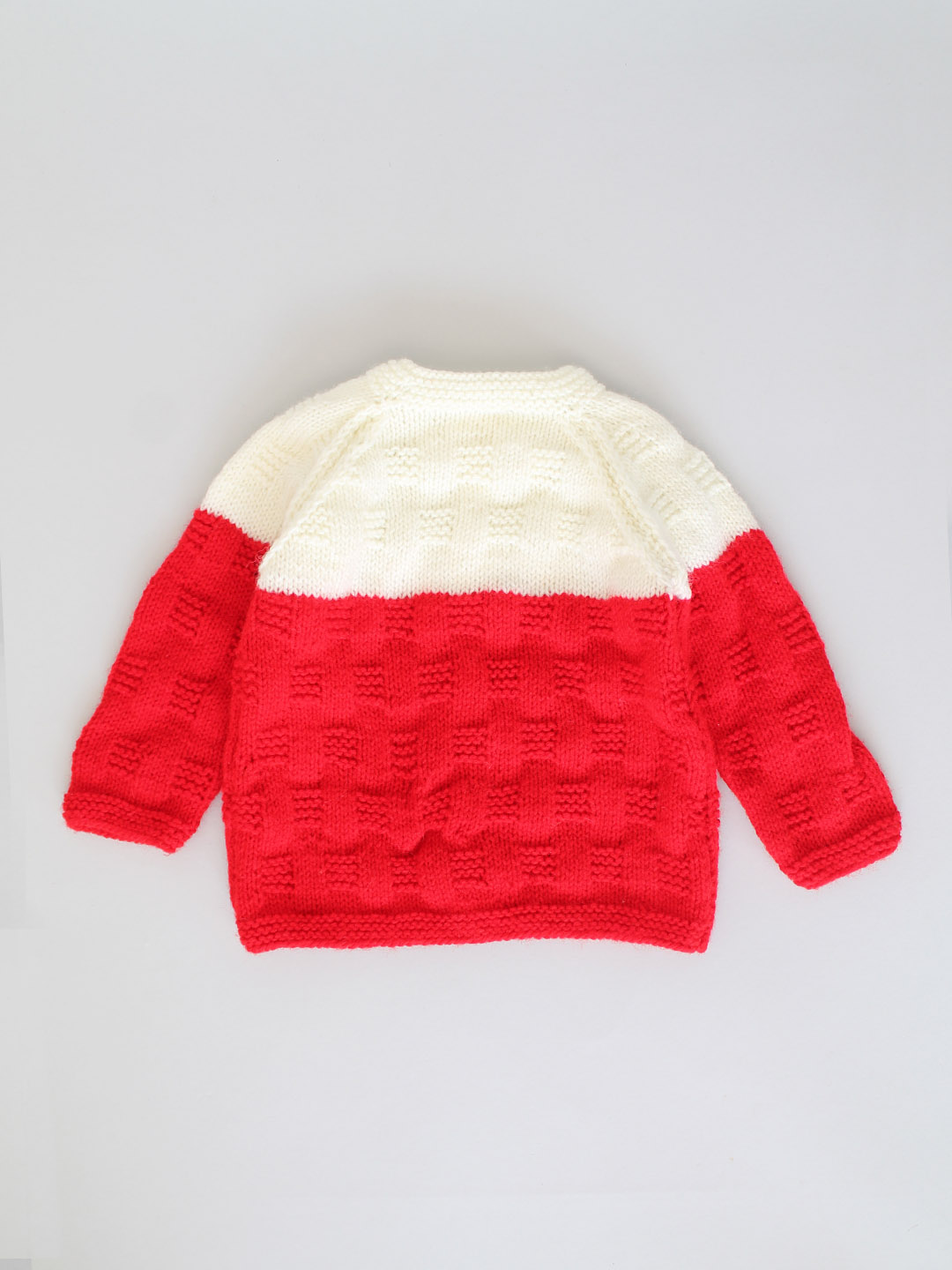 Handknitted Basket Weave Stitch Newborn Sweater Set - Red