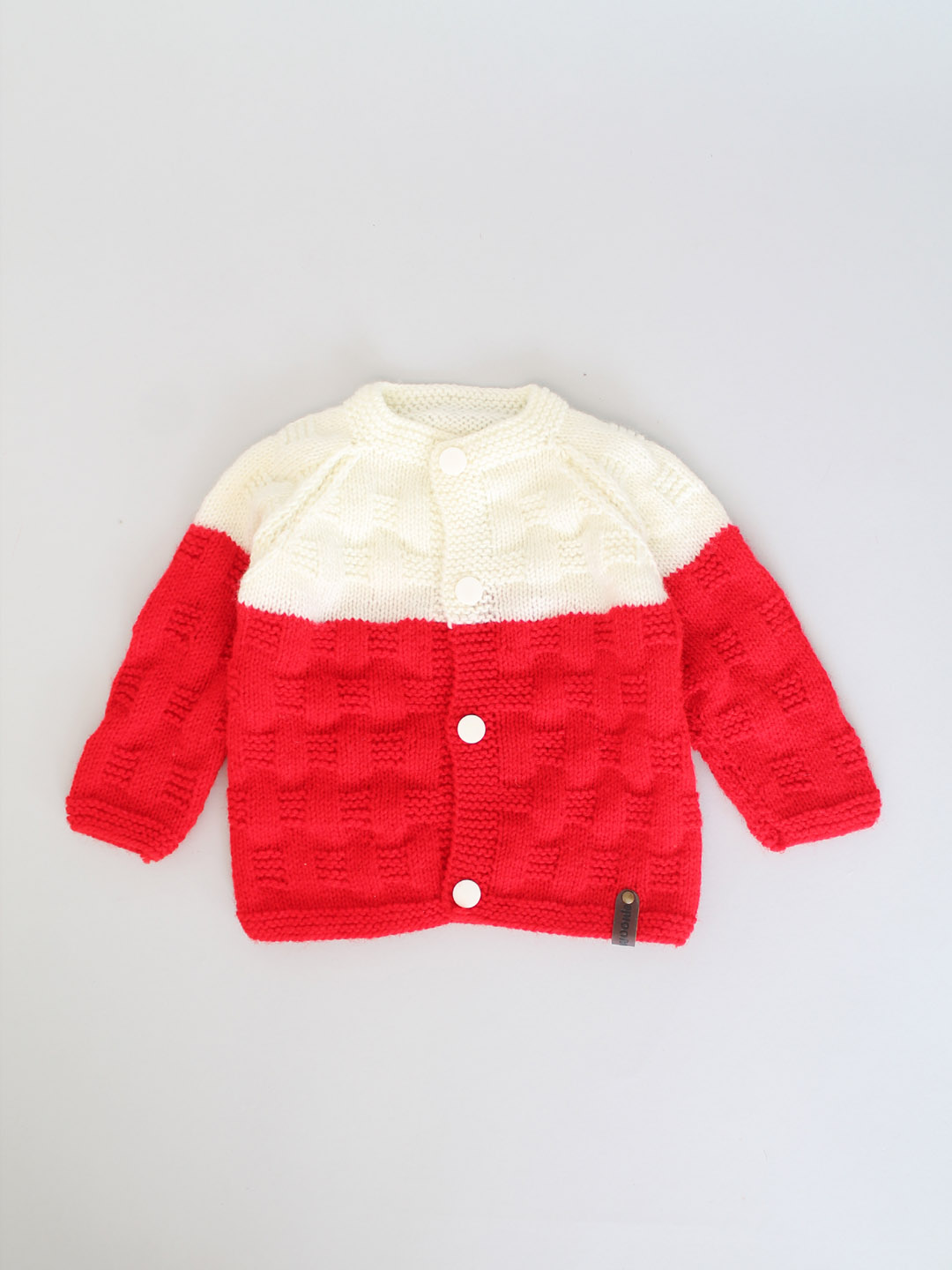 Handknitted Basket Weave Stitch Newborn Sweater Set - Red