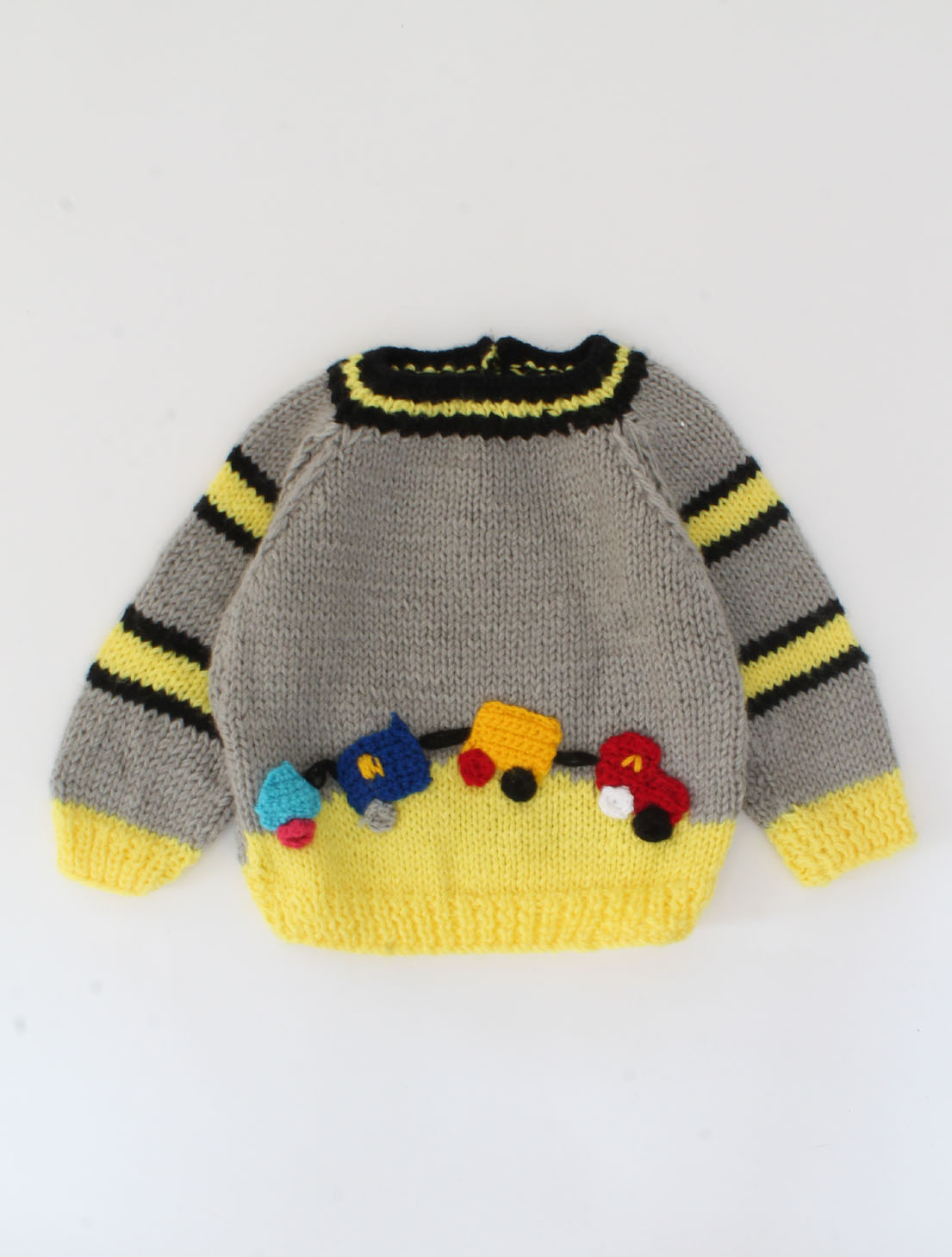Handknitted Beautiful Designed Car Sweater For Kids - Grey