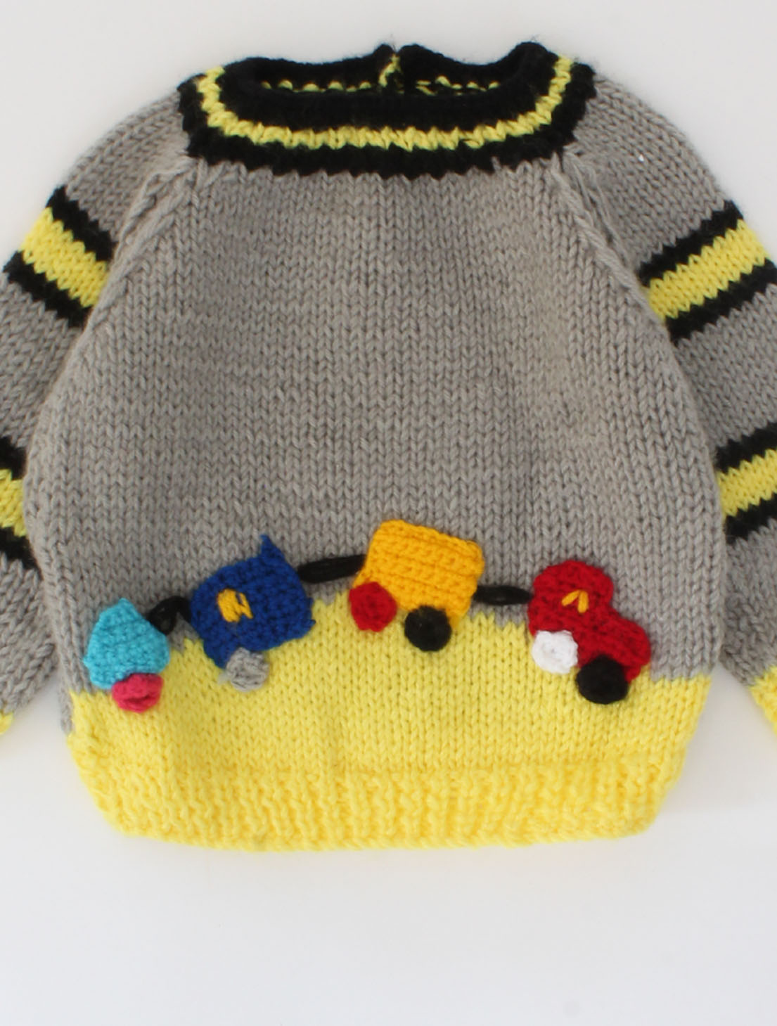 Handknitted Beautiful Designed Car Sweater For Kids - Grey