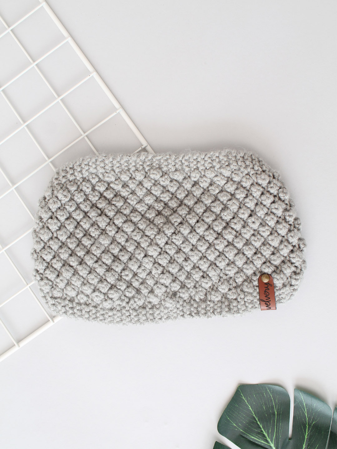 Handknitted Bramble Stitch Headband for Women - Grey
