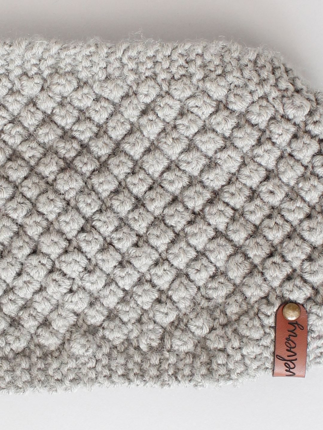 Handknitted Bramble Stitch Headband for Women - Grey