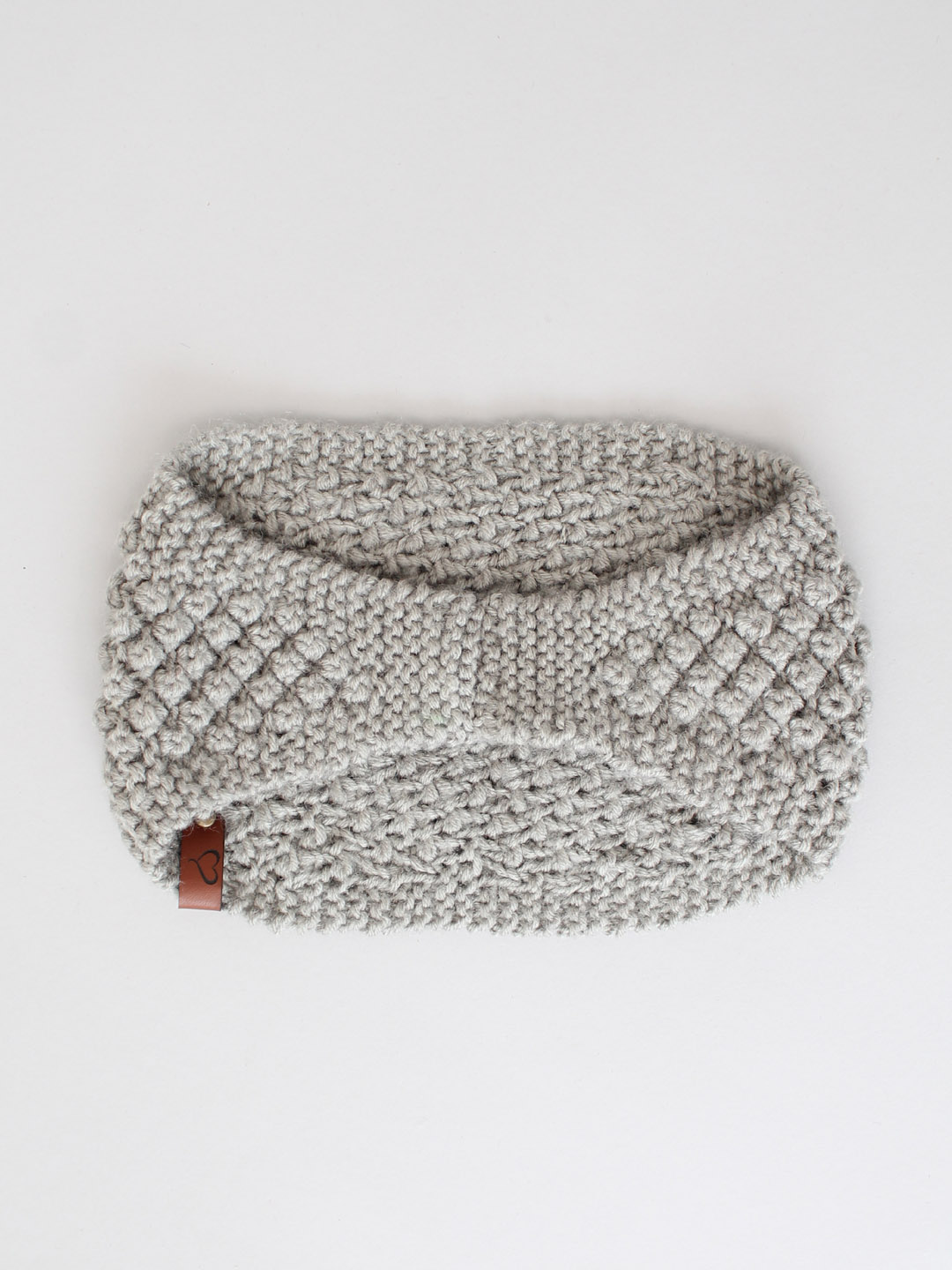 Handknitted Bramble Stitch Headband for Women - Grey