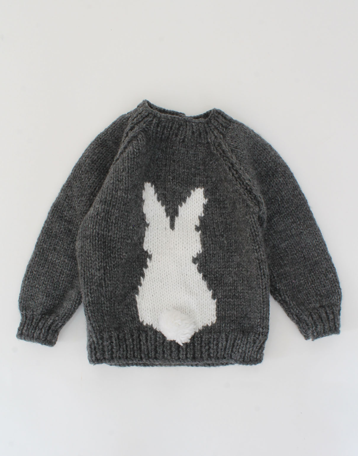Handknitted Bunny Sweater For Kids - Dark Grey