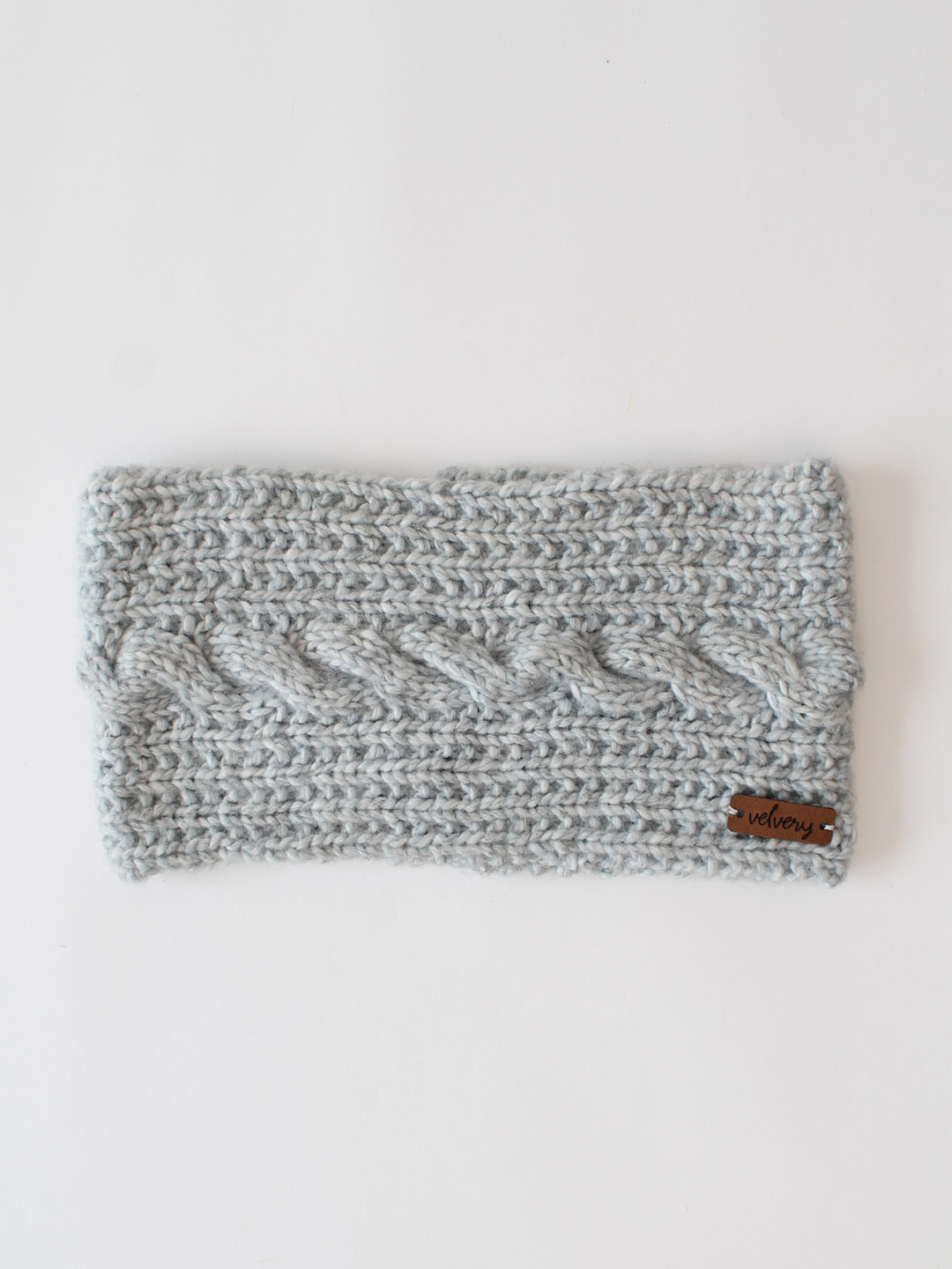 Handknitted Cable Stitch Headband for Women - Grey
