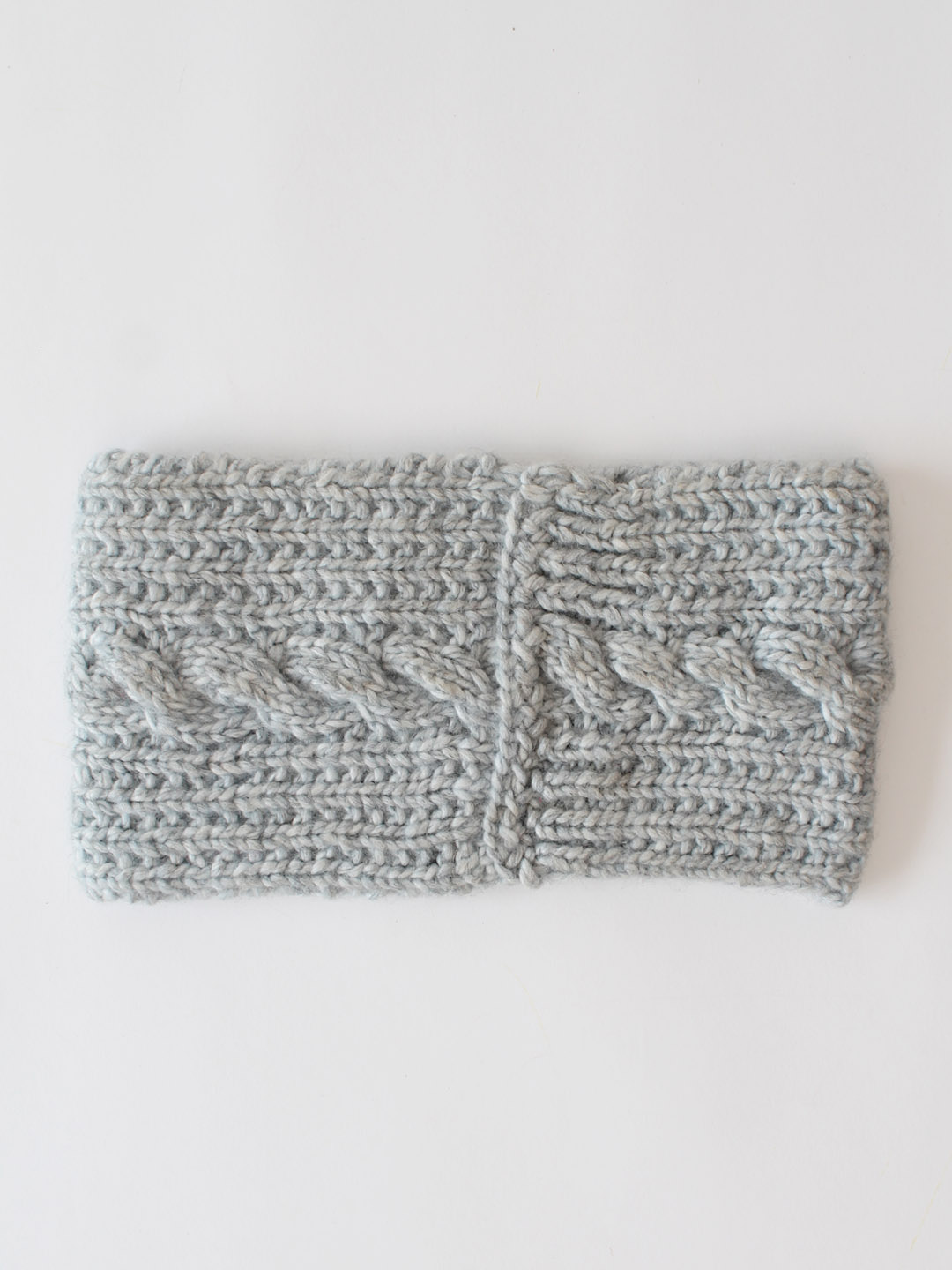 Handknitted Cable Stitch Headband for Women - Grey