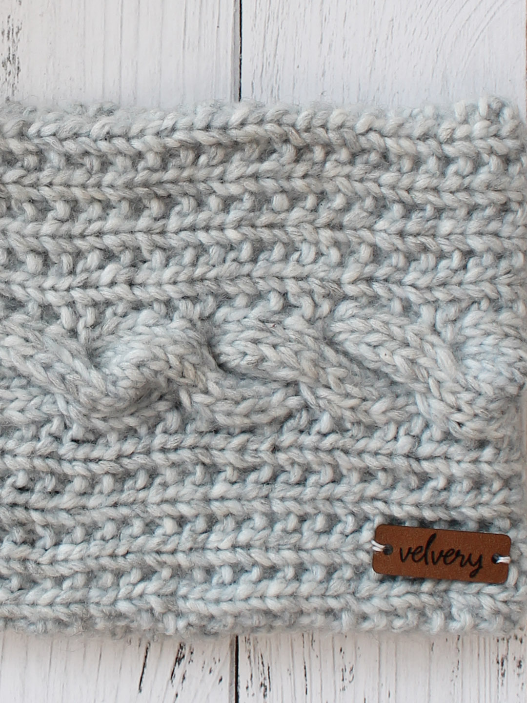Handknitted Cable Stitch Headband for Women - Grey