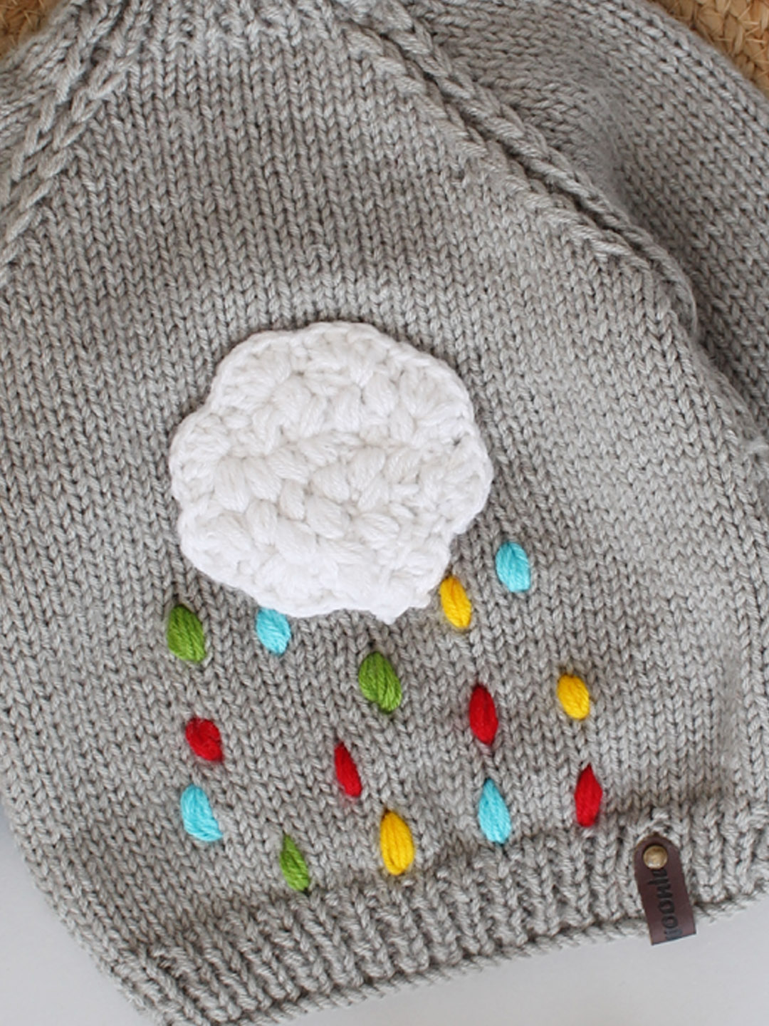 Handknitted Cloud & Rain Infant Sweater - Grey