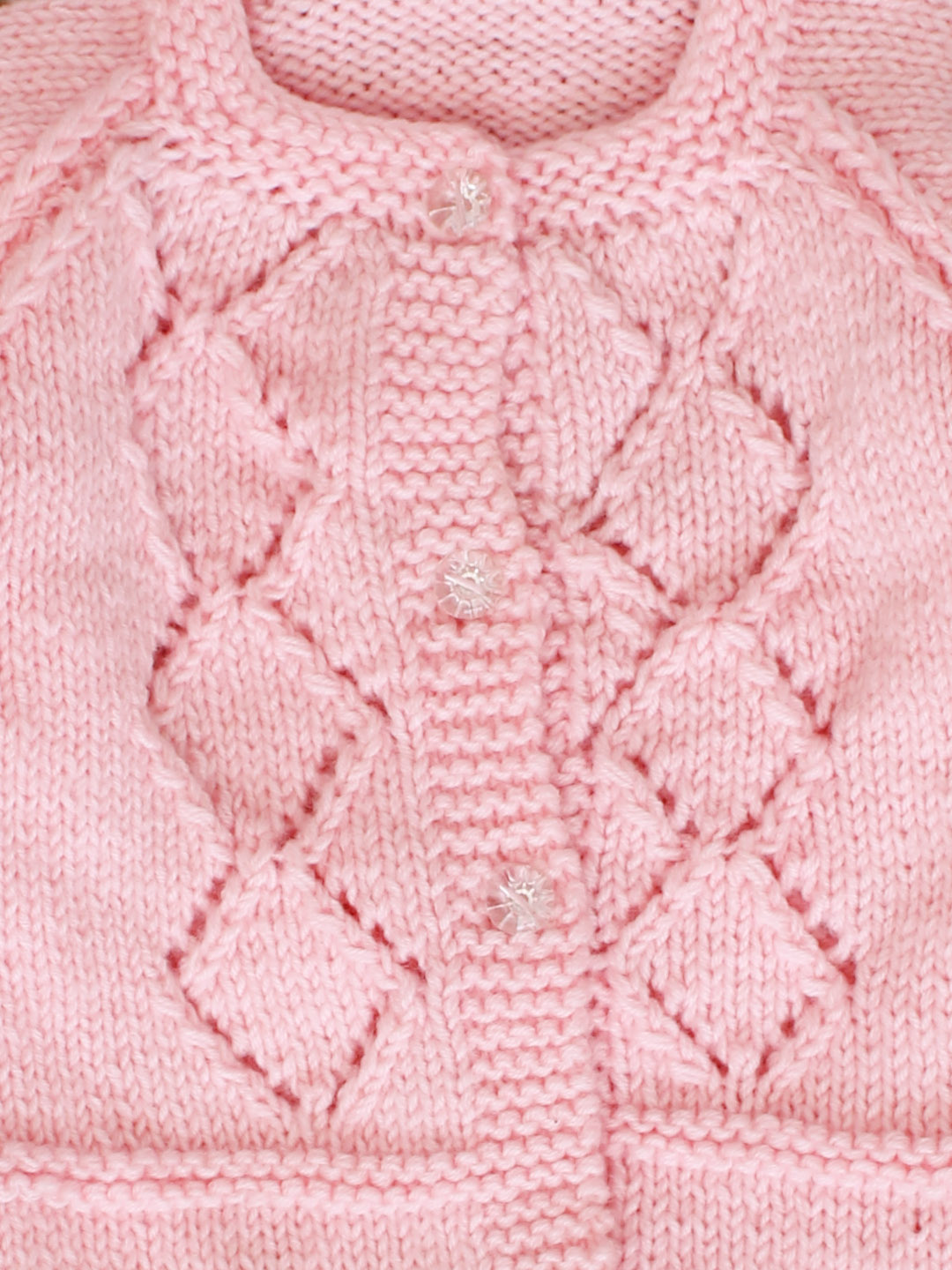 Handknitted Diamond Stitch Sweater for Baby - Pink