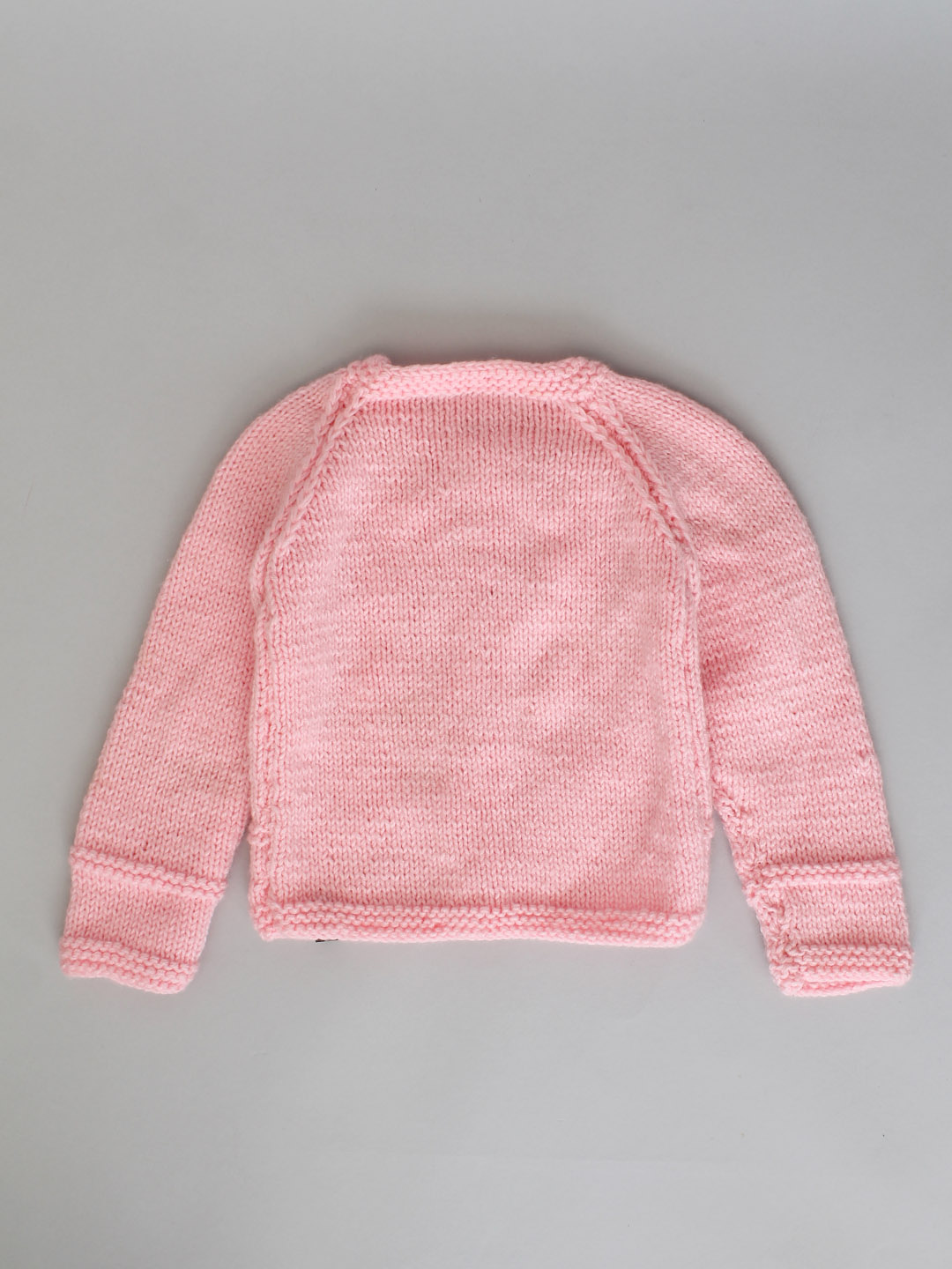Handknitted Diamond Stitch Sweater for Baby - Pink
