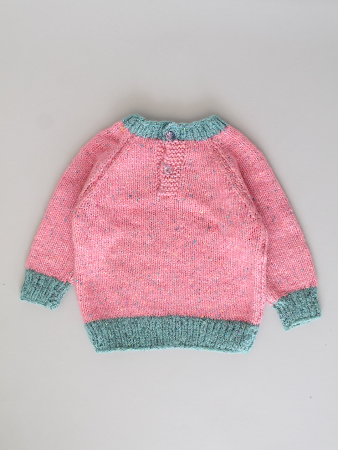 Handknitted Dual Colour Pullover for Kids - Pink