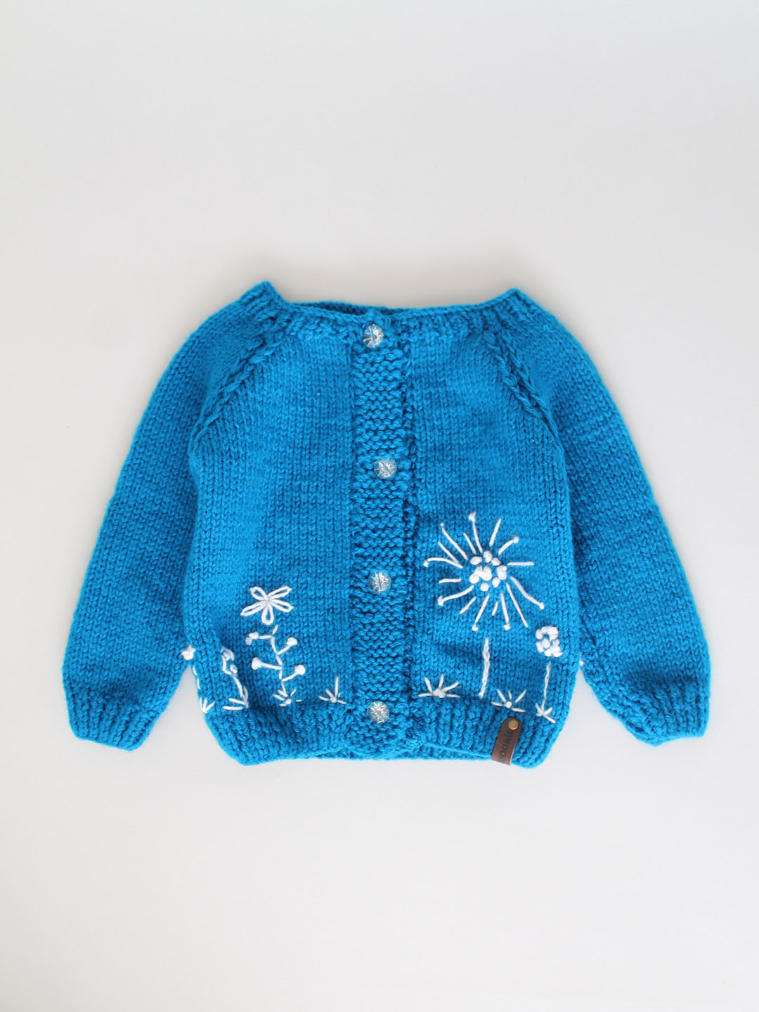 Handknitted Embroidered Cardigan for Kids - Dark Blue