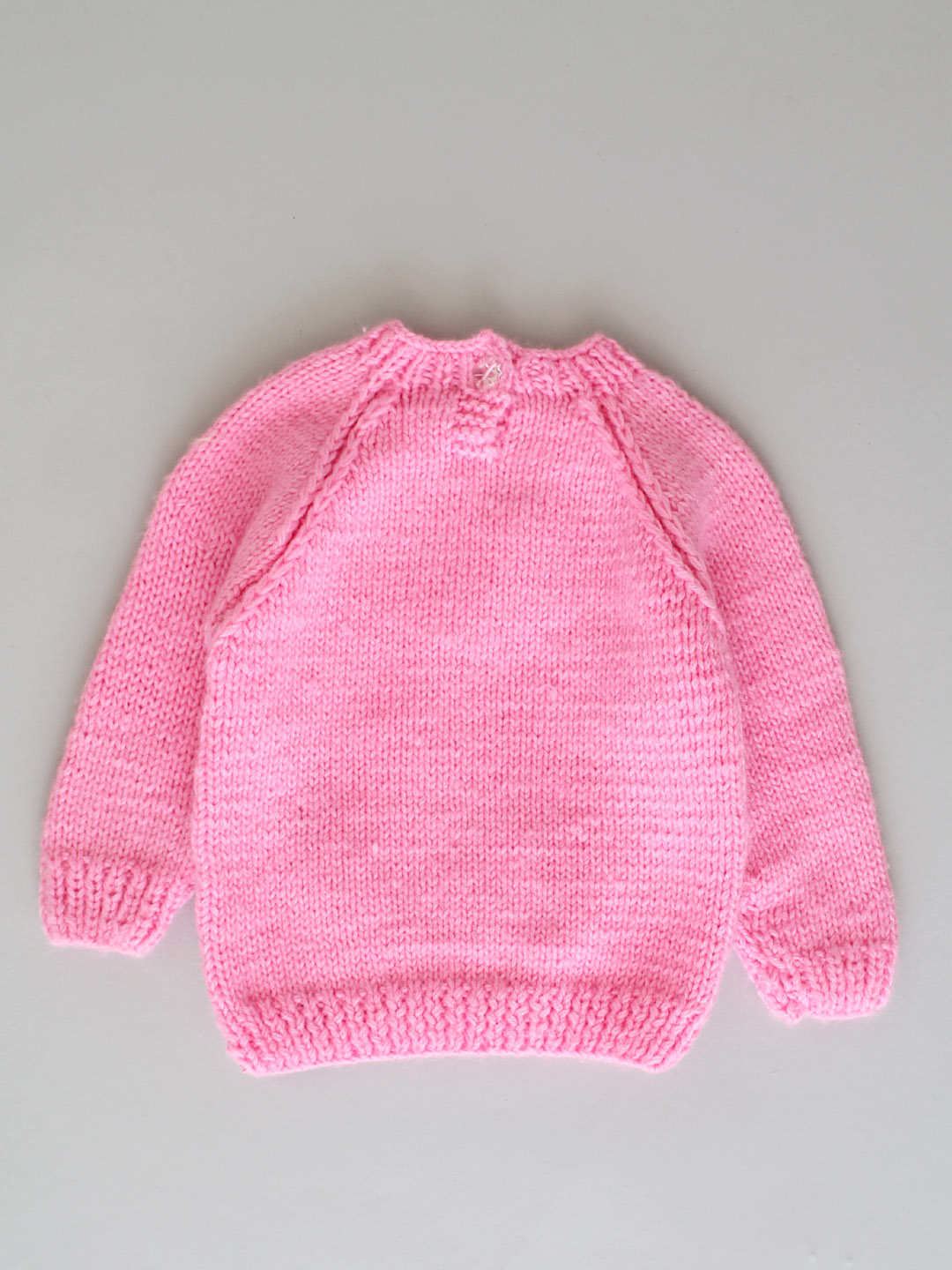 Handknitted Embroidered Sweater for Kids - Dark Pink