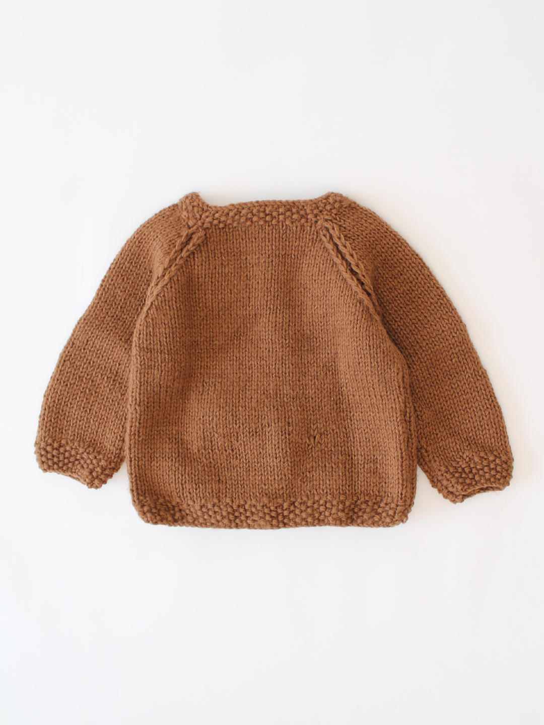 Handknitted Floral Embroidered Front Open Sweater - Brown