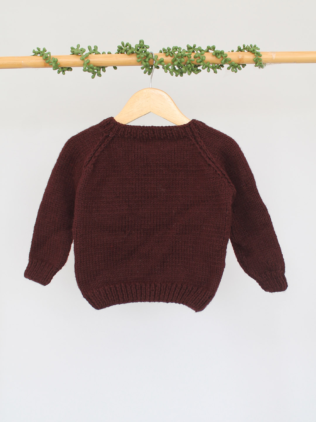 Handknitted Floral Embroidered Sweater for Kids - Brown