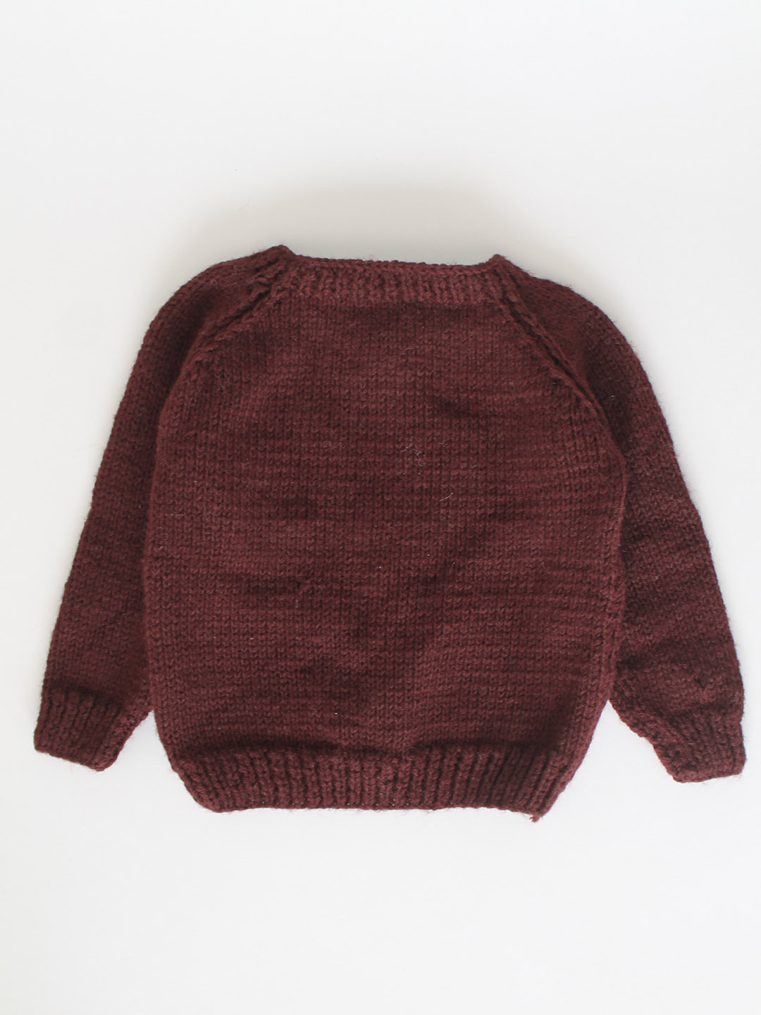 Handknitted Floral Embroidered Sweater for Kids - Brown