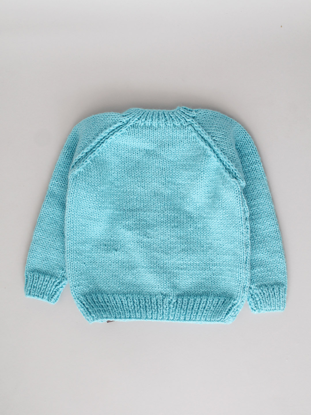 Handknitted Floral Embroidered Sweater for Kids - Sky Blue