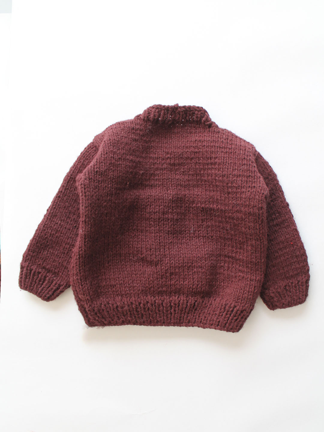 Handknitted Front Open Sweater with Doughnuts - Brown