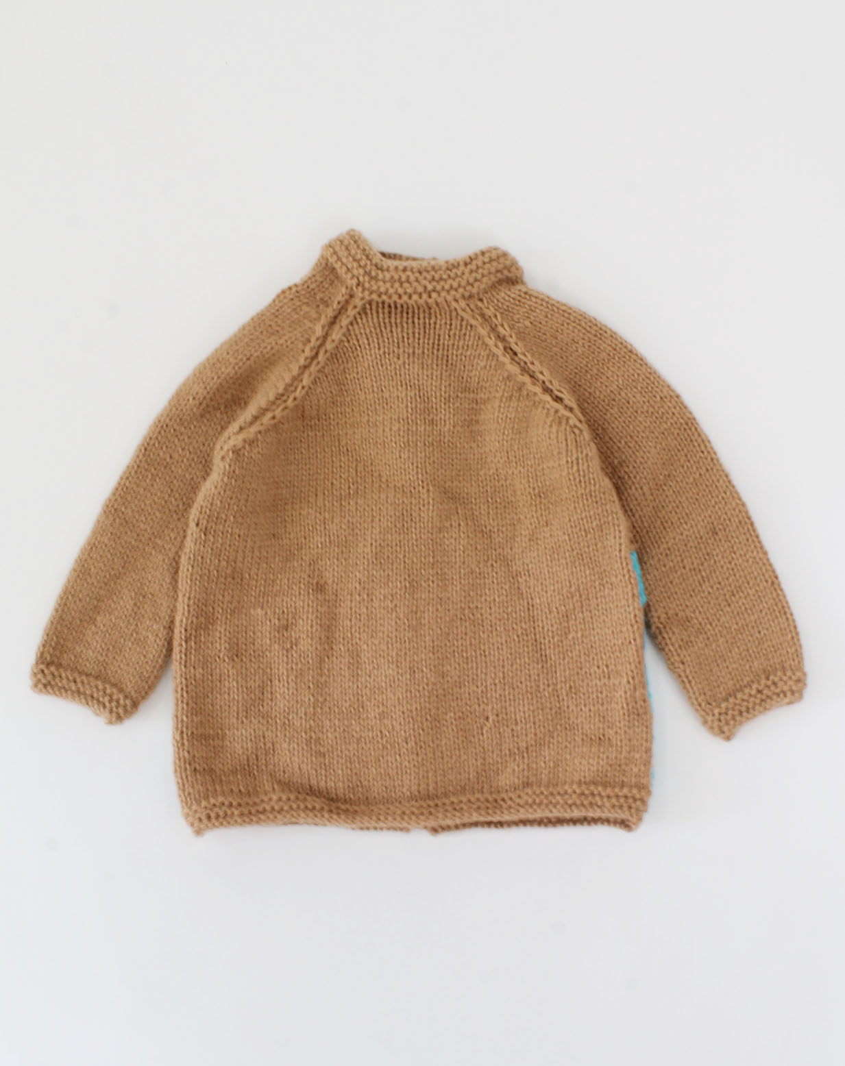 Handknitted Full Sleeves Dual Colour Sweater - Beige & Blue