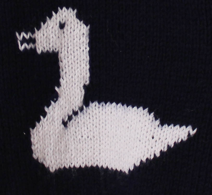 Handknitted Full Sleeves Duck Detailing Sweater For Kids- Black
