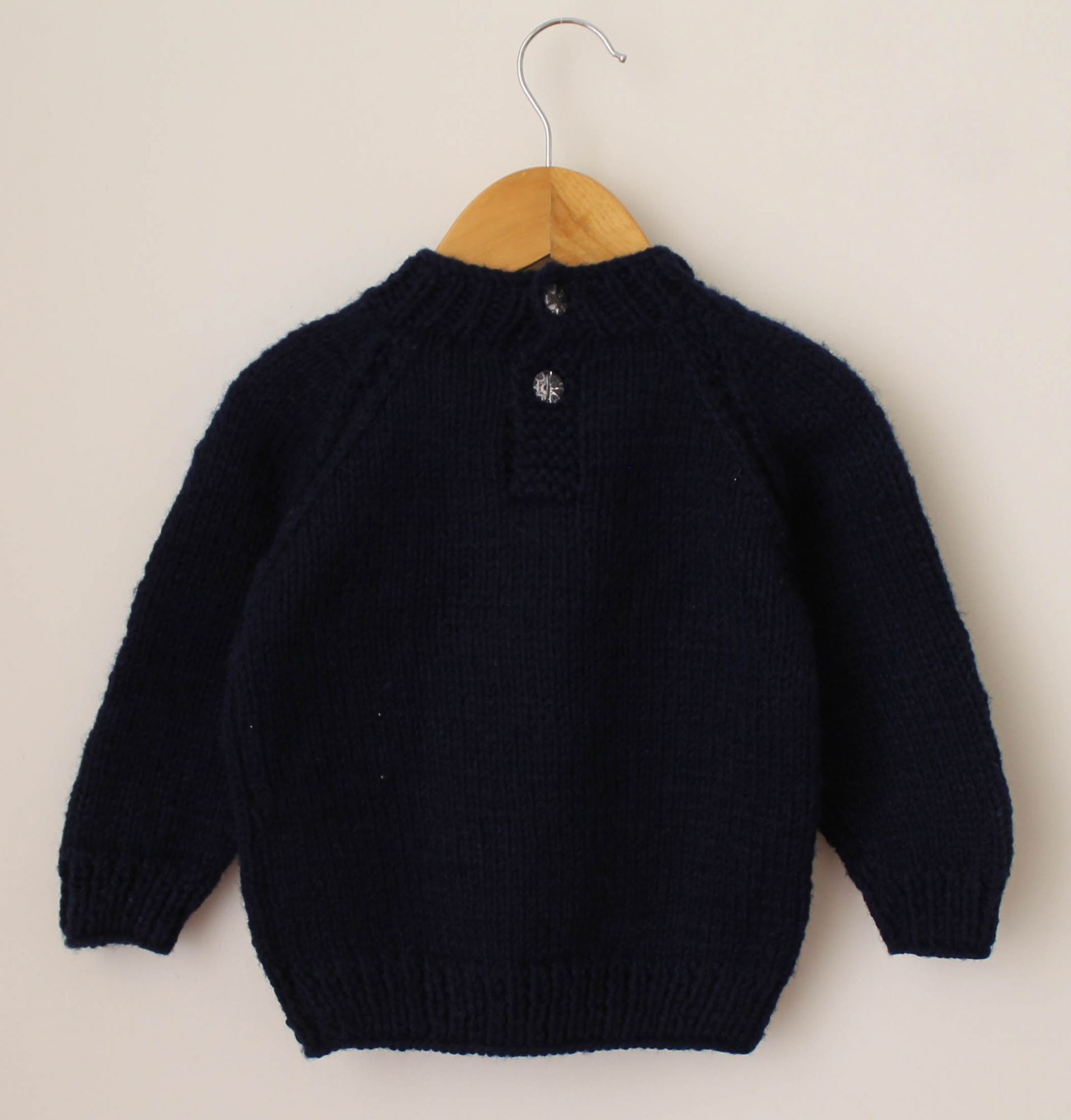 Handknitted Full Sleeves Duck Detailing Sweater For Kids- Black