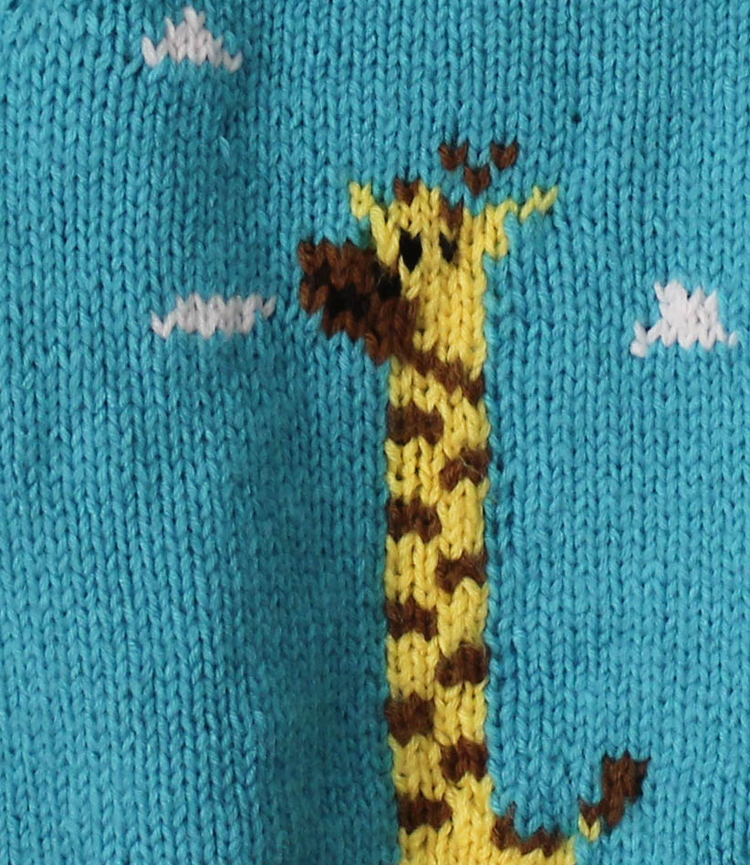 Handknitted Full Sleeves Giraffe Sweater For Newborn - Blue