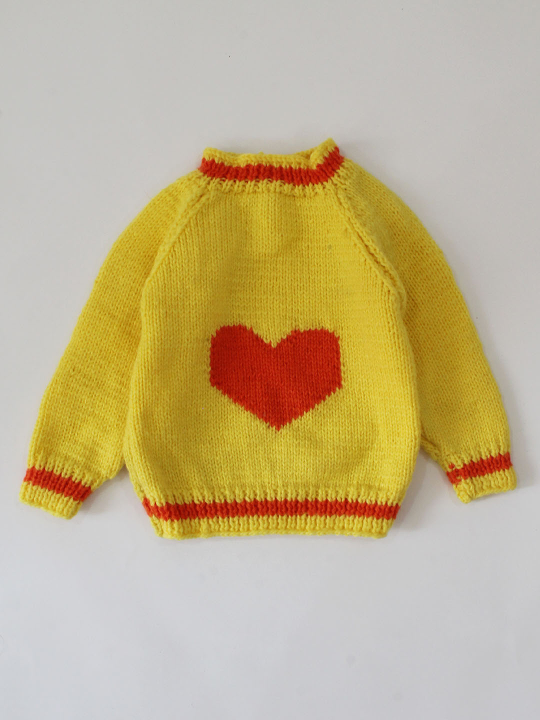 Handknitted Full Sleeves Heart Detailing Sweater - Yellow