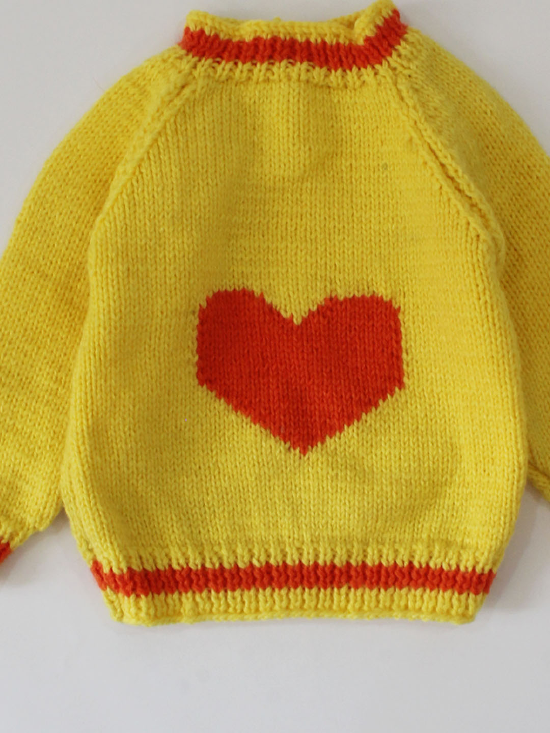 Handknitted Full Sleeves Heart Detailing Sweater - Yellow
