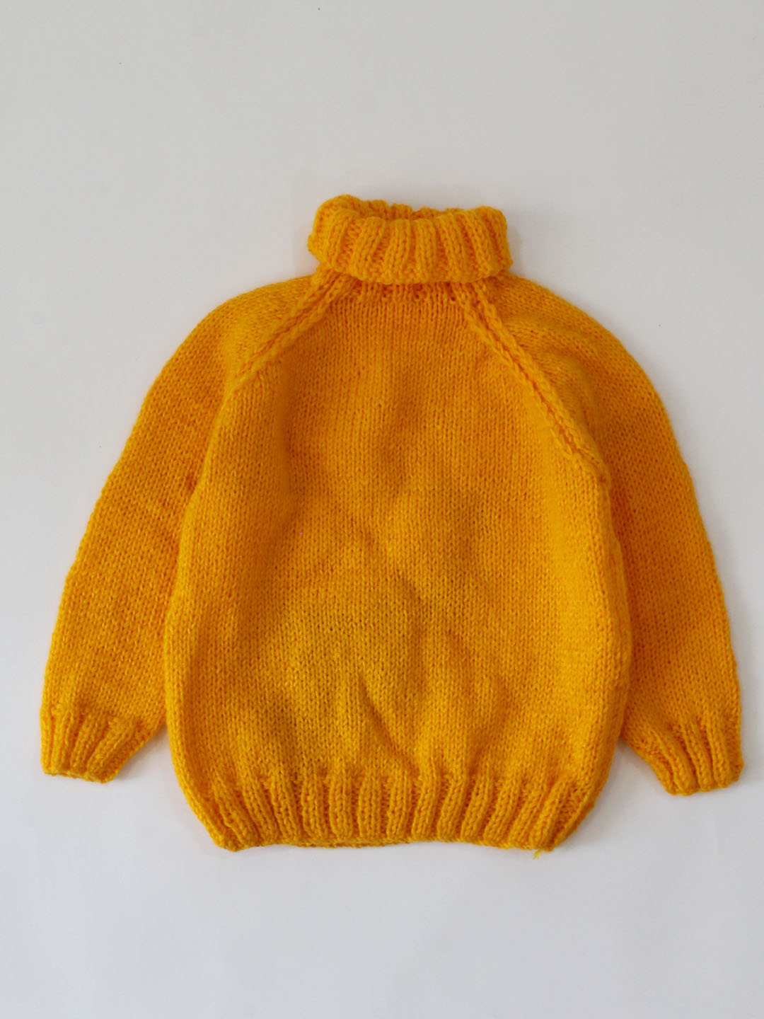 Handknitted Full Sleeves Kitty Design Sweater For Kids - Yellow